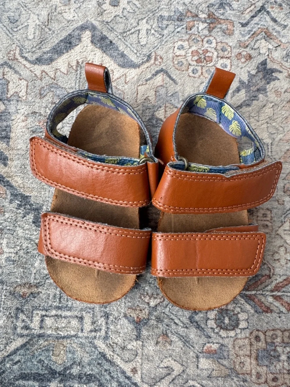 Wonder Nation Toddler Sandals Size 4 Brown Double Strap Shoes